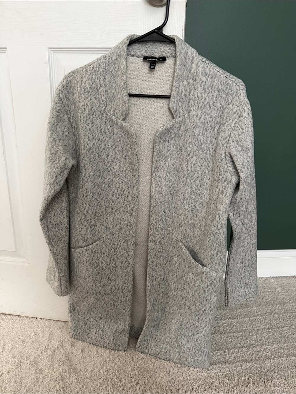 Express Light Heather Gray Open-Front Coatigan